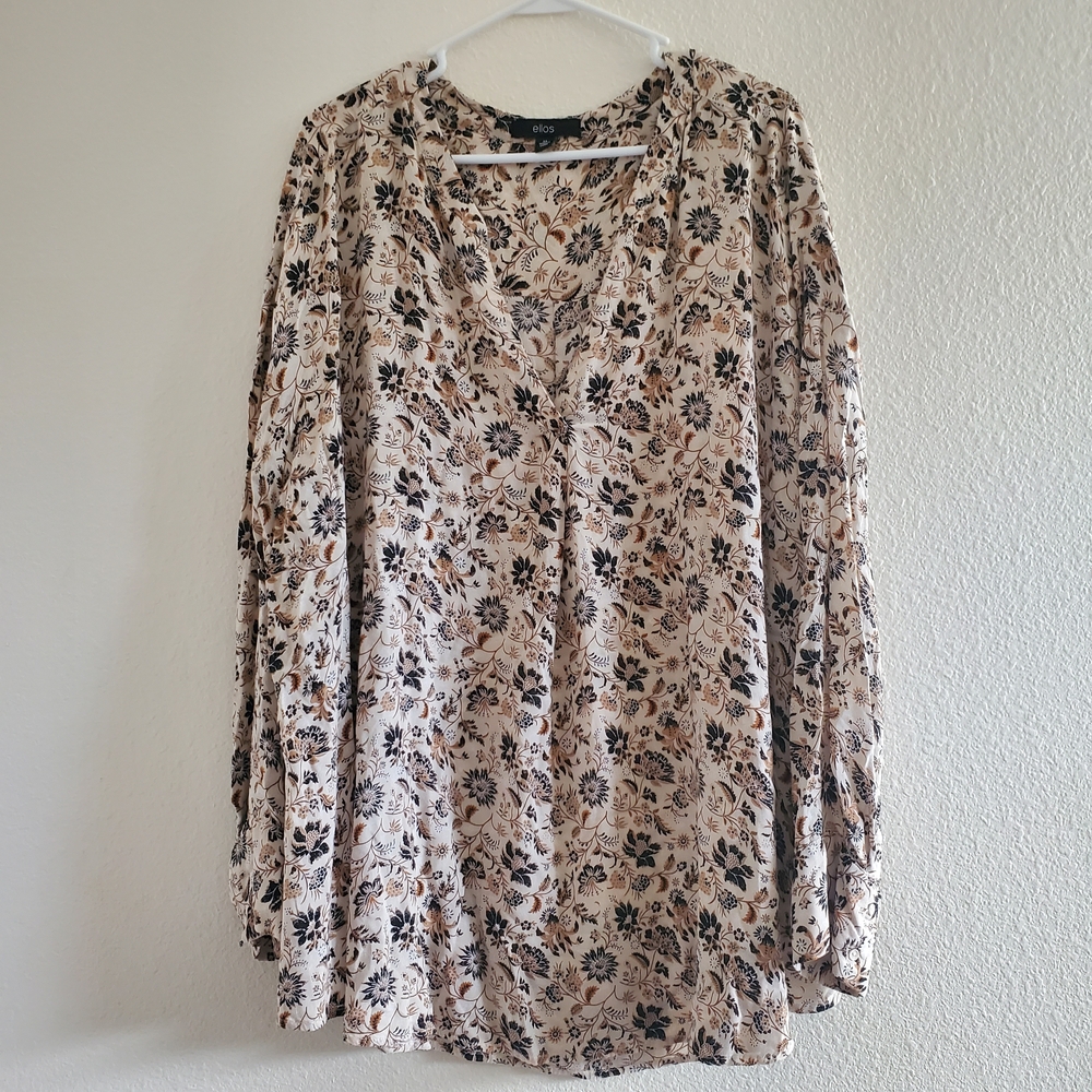 Ellos Multicolor Floral Long Sleeve Blouse